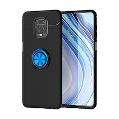 Coque Ultra Fine Silicone Souple Housse Etui avec Support Bague Anneau Aimante Magnetique SD2 pour Xiaomi Redmi Note 9 Pro Max Bleu et Noir