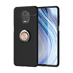 Coque Ultra Fine Silicone Souple Housse Etui avec Support Bague Anneau Aimante Magnetique SD2 pour Xiaomi Redmi Note 9 Pro Or et Noir