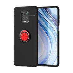 Coque Ultra Fine Silicone Souple Housse Etui avec Support Bague Anneau Aimante Magnetique SD2 pour Xiaomi Redmi Note 9 Pro Rouge et Noir