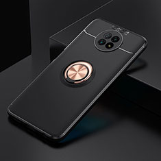 Coque Ultra Fine Silicone Souple Housse Etui avec Support Bague Anneau Aimante Magnetique SD2 pour Xiaomi Redmi Note 9T 5G Or et Noir