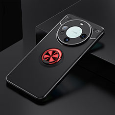 Coque Ultra Fine Silicone Souple Housse Etui avec Support Bague Anneau Aimante Magnetique SD3 pour Huawei Mate 60 Pro+ Plus Rouge et Noir