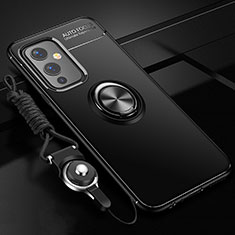 Coque Ultra Fine Silicone Souple Housse Etui avec Support Bague Anneau Aimante Magnetique SD3 pour OnePlus 9 5G Noir