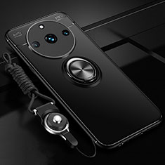 Coque Ultra Fine Silicone Souple Housse Etui avec Support Bague Anneau Aimante Magnetique SD3 pour Realme 11 Pro 5G Noir