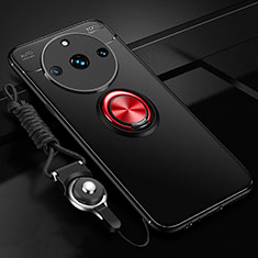 Coque Ultra Fine Silicone Souple Housse Etui avec Support Bague Anneau Aimante Magnetique SD3 pour Realme 11 Pro 5G Rouge et Noir