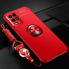 Coque Ultra Fine Silicone Souple Housse Etui avec Support Bague Anneau Aimante Magnetique SD3 pour Realme 8 5G Rouge