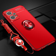 Coque Ultra Fine Silicone Souple Housse Etui avec Support Bague Anneau Aimante Magnetique SD3 pour Realme 9 Pro 5G Rouge