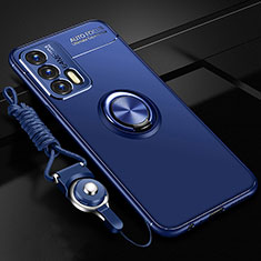 Coque Ultra Fine Silicone Souple Housse Etui avec Support Bague Anneau Aimante Magnetique SD3 pour Realme GT 5G Bleu