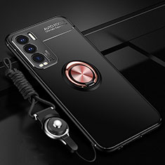 Coque Ultra Fine Silicone Souple Housse Etui avec Support Bague Anneau Aimante Magnetique SD3 pour Realme GT Master Explorer 5G Or et Noir