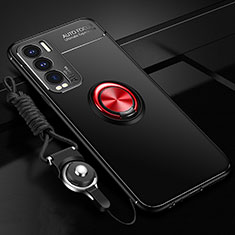 Coque Ultra Fine Silicone Souple Housse Etui avec Support Bague Anneau Aimante Magnetique SD3 pour Realme GT Master Explorer 5G Rouge et Noir