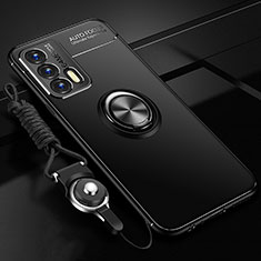 Coque Ultra Fine Silicone Souple Housse Etui avec Support Bague Anneau Aimante Magnetique SD3 pour Realme GT Neo 2T 5G Noir