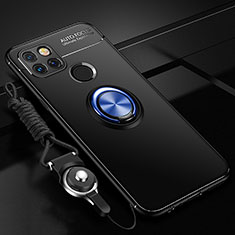 Coque Ultra Fine Silicone Souple Housse Etui avec Support Bague Anneau Aimante Magnetique SD3 pour Realme Narzo 50A Bleu et Noir