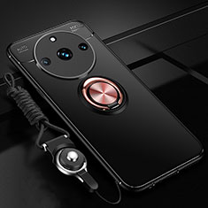 Coque Ultra Fine Silicone Souple Housse Etui avec Support Bague Anneau Aimante Magnetique SD3 pour Realme Narzo 60 5G Or et Noir