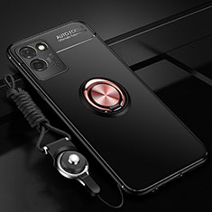 Coque Ultra Fine Silicone Souple Housse Etui avec Support Bague Anneau Aimante Magnetique SD3 pour Realme V11 5G Or et Noir