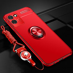 Coque Ultra Fine Silicone Souple Housse Etui avec Support Bague Anneau Aimante Magnetique SD3 pour Realme V11s 5G Rouge