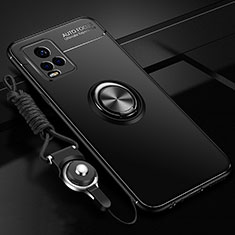 Coque Ultra Fine Silicone Souple Housse Etui avec Support Bague Anneau Aimante Magnetique SD3 pour Vivo iQOO 7 Legend 5G Noir