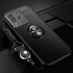 Coque Ultra Fine Silicone Souple Housse Etui avec Support Bague Anneau Aimante Magnetique SD3 pour Vivo iQOO Neo6 5G Noir