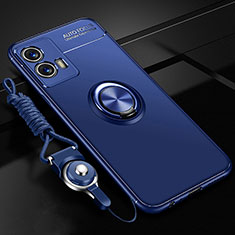 Coque Ultra Fine Silicone Souple Housse Etui avec Support Bague Anneau Aimante Magnetique SD3 pour Vivo iQOO U5 5G Bleu