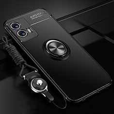 Coque Ultra Fine Silicone Souple Housse Etui avec Support Bague Anneau Aimante Magnetique SD3 pour Vivo iQOO U5 5G Noir