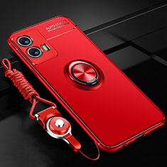 Coque Ultra Fine Silicone Souple Housse Etui avec Support Bague Anneau Aimante Magnetique SD3 pour Vivo iQOO U5 5G Rouge