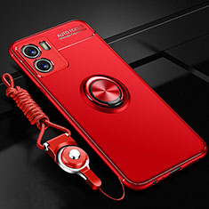 Coque Ultra Fine Silicone Souple Housse Etui avec Support Bague Anneau Aimante Magnetique SD3 pour Vivo iQOO U5x Rouge