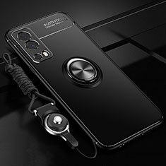 Coque Ultra Fine Silicone Souple Housse Etui avec Support Bague Anneau Aimante Magnetique SD3 pour Vivo iQOO Z3 5G Noir