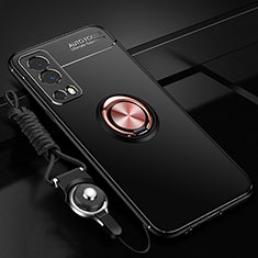 Coque Ultra Fine Silicone Souple Housse Etui avec Support Bague Anneau Aimante Magnetique SD3 pour Vivo iQOO Z3 5G Or et Noir