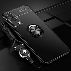 Coque Ultra Fine Silicone Souple Housse Etui avec Support Bague Anneau Aimante Magnetique SD3 pour Vivo iQOO Z5x 5G Noir