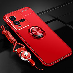 Coque Ultra Fine Silicone Souple Housse Etui avec Support Bague Anneau Aimante Magnetique SD3 pour Vivo V25 5G Rouge