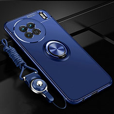 Coque Ultra Fine Silicone Souple Housse Etui avec Support Bague Anneau Aimante Magnetique SD3 pour Vivo X90 Pro 5G Bleu