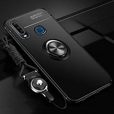 Coque Ultra Fine Silicone Souple Housse Etui avec Support Bague Anneau Aimante Magnetique SD3 pour Vivo Y11 Noir