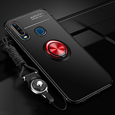 Coque Ultra Fine Silicone Souple Housse Etui avec Support Bague Anneau Aimante Magnetique SD3 pour Vivo Y11 Rouge et Noir