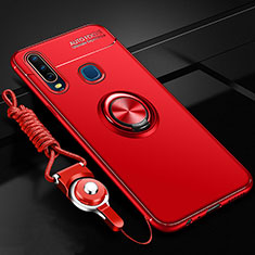 Coque Ultra Fine Silicone Souple Housse Etui avec Support Bague Anneau Aimante Magnetique SD3 pour Vivo Y3 Rouge