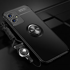 Coque Ultra Fine Silicone Souple Housse Etui avec Support Bague Anneau Aimante Magnetique SD3 pour Vivo Y55 5G Noir