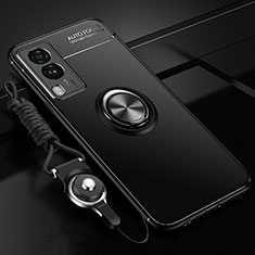 Coque Ultra Fine Silicone Souple Housse Etui avec Support Bague Anneau Aimante Magnetique SD3 pour Vivo Y71t 5G Noir