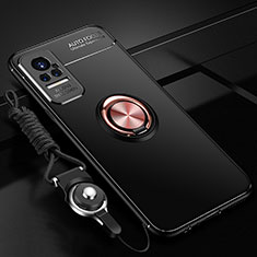 Coque Ultra Fine Silicone Souple Housse Etui avec Support Bague Anneau Aimante Magnetique SD3 pour Xiaomi Civi 1S 5G Or et Noir