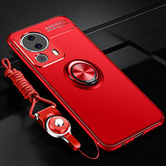 Coque Ultra Fine Silicone Souple Housse Etui avec Support Bague Anneau Aimante Magnetique SD3 pour Xiaomi Civi 2 5G Rouge