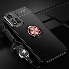 Coque Ultra Fine Silicone Souple Housse Etui avec Support Bague Anneau Aimante Magnetique SD3 pour Xiaomi Mi 11i 5G (2022) Or et Noir