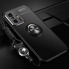Coque Ultra Fine Silicone Souple Housse Etui avec Support Bague Anneau Aimante Magnetique SD3 pour Xiaomi Mi 11T 5G Noir