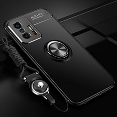 Coque Ultra Fine Silicone Souple Housse Etui avec Support Bague Anneau Aimante Magnetique SD3 pour Xiaomi Mi 11T Pro 5G Noir