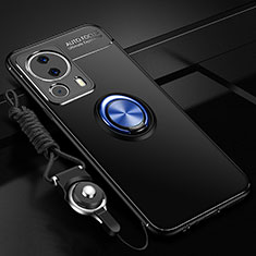 Coque Ultra Fine Silicone Souple Housse Etui avec Support Bague Anneau Aimante Magnetique SD3 pour Xiaomi Mi 12 Lite NE 5G Bleu et Noir