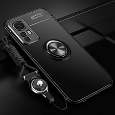 Coque Ultra Fine Silicone Souple Housse Etui avec Support Bague Anneau Aimante Magnetique SD3 pour Xiaomi Mi 12T 5G Noir