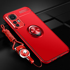 Coque Ultra Fine Silicone Souple Housse Etui avec Support Bague Anneau Aimante Magnetique SD3 pour Xiaomi Mi 12T 5G Rouge