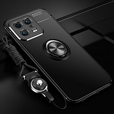 Coque Ultra Fine Silicone Souple Housse Etui avec Support Bague Anneau Aimante Magnetique SD3 pour Xiaomi Mi 13 5G Noir