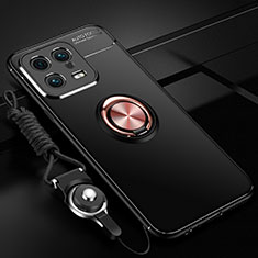 Coque Ultra Fine Silicone Souple Housse Etui avec Support Bague Anneau Aimante Magnetique SD3 pour Xiaomi Mi 13 5G Or et Noir