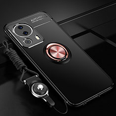 Coque Ultra Fine Silicone Souple Housse Etui avec Support Bague Anneau Aimante Magnetique SD3 pour Xiaomi Mi 13 Lite 5G Or et Noir