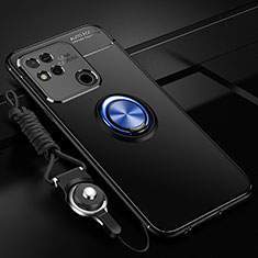 Coque Ultra Fine Silicone Souple Housse Etui avec Support Bague Anneau Aimante Magnetique SD3 pour Xiaomi POCO C31 Bleu et Noir