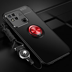 Coque Ultra Fine Silicone Souple Housse Etui avec Support Bague Anneau Aimante Magnetique SD3 pour Xiaomi POCO C31 Rouge et Noir