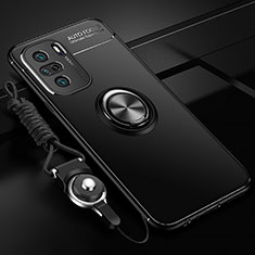 Coque Ultra Fine Silicone Souple Housse Etui avec Support Bague Anneau Aimante Magnetique SD3 pour Xiaomi Poco F3 5G Noir