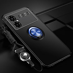 Coque Ultra Fine Silicone Souple Housse Etui avec Support Bague Anneau Aimante Magnetique SD3 pour Xiaomi Poco M4 5G Bleu et Noir