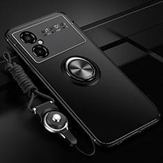 Coque Ultra Fine Silicone Souple Housse Etui avec Support Bague Anneau Aimante Magnetique SD3 pour Xiaomi Poco M4 5G Noir